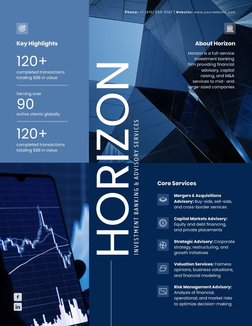 Investment Banking Company Overview One Pager Template