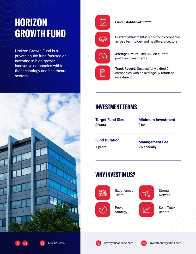 Investment Fund One Pager Template