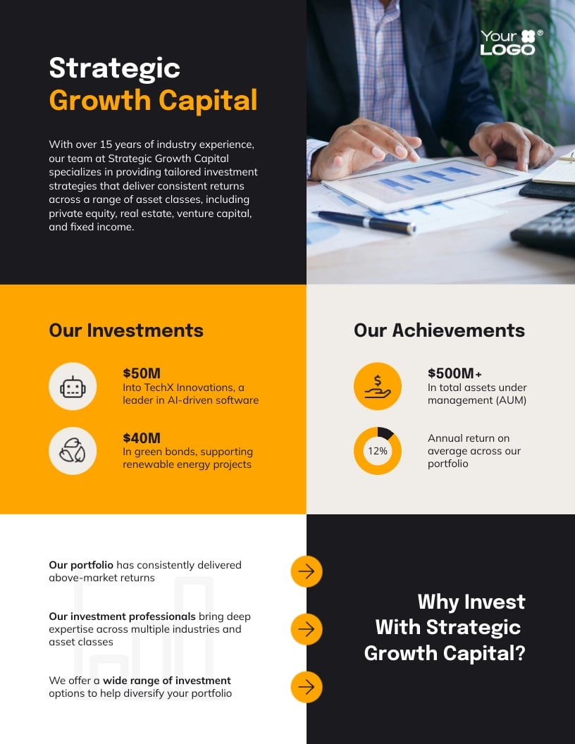 Investment One Pager Example Template