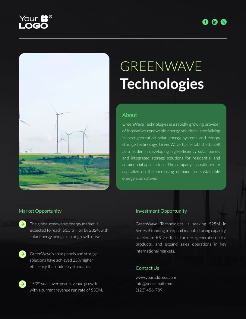 Investment Teaser One Pager Template