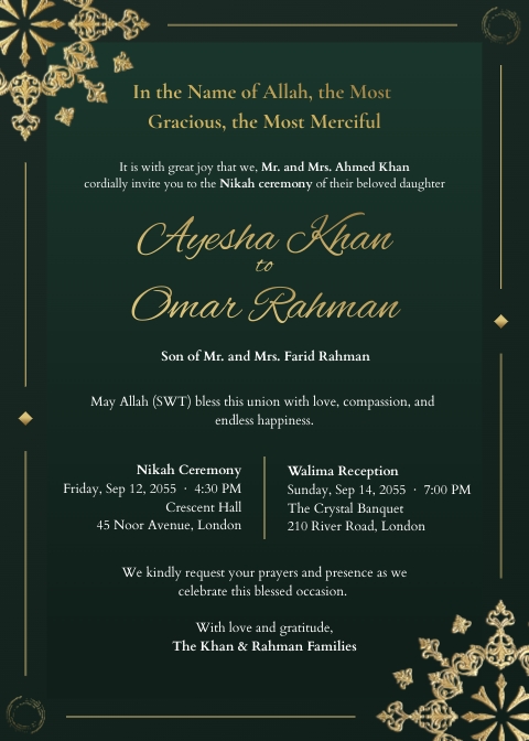 Islamic Wedding Invitation Template Islamic Wedding Invitation Template
