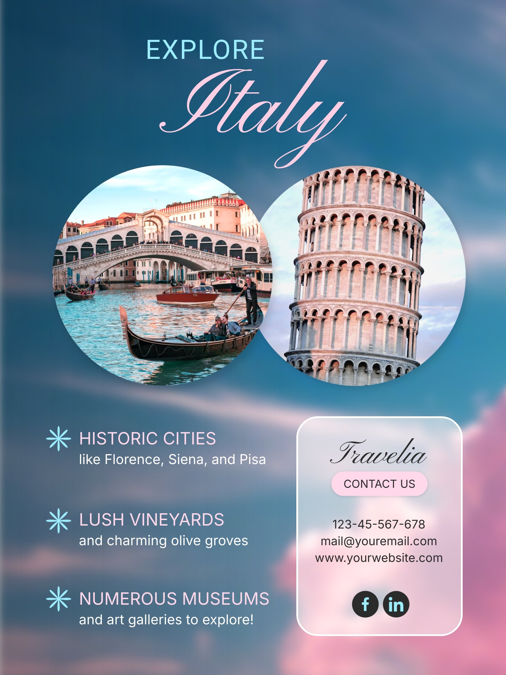 Italy Destination Poster Template Italy Destination Poster Template