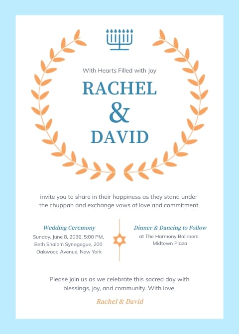Jewish Wedding Invitation Template Jewish Wedding Invitation Template