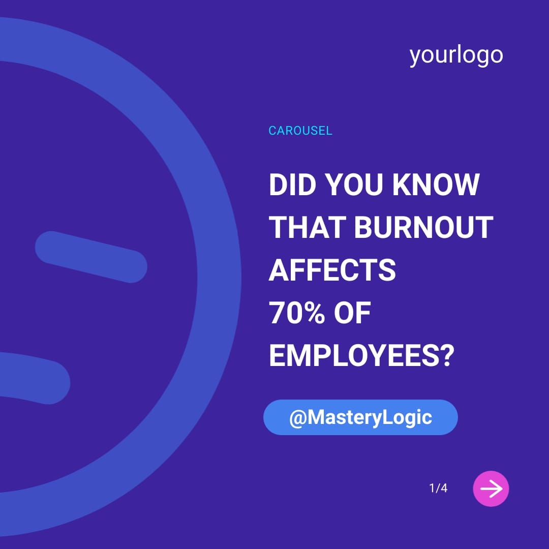 Job Burnout Twitter Carousel Post Square Template
