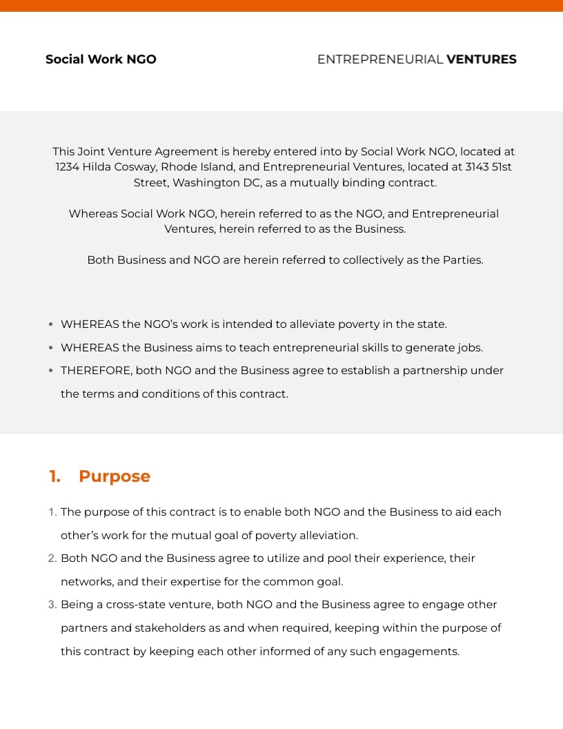 Joint Venture Agreement Template - Slide 2 Joint Venture Agreement Template - Slide 2