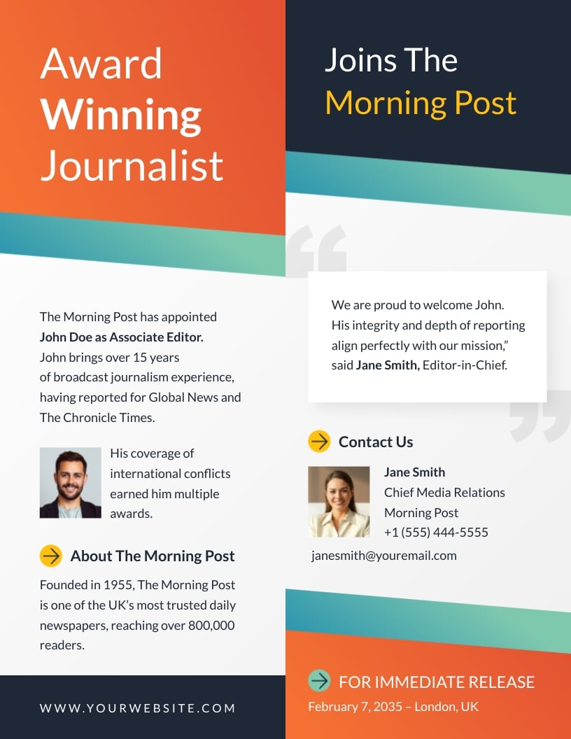 Journalist New Hire Press Release Template Journalist New Hire Press Release Template