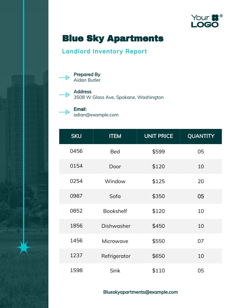 Landlord Inventory Report Template