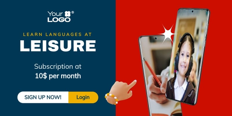 Language App Sign Up Blog Graphic Template