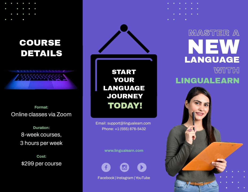Language Learning Program Brochure Template