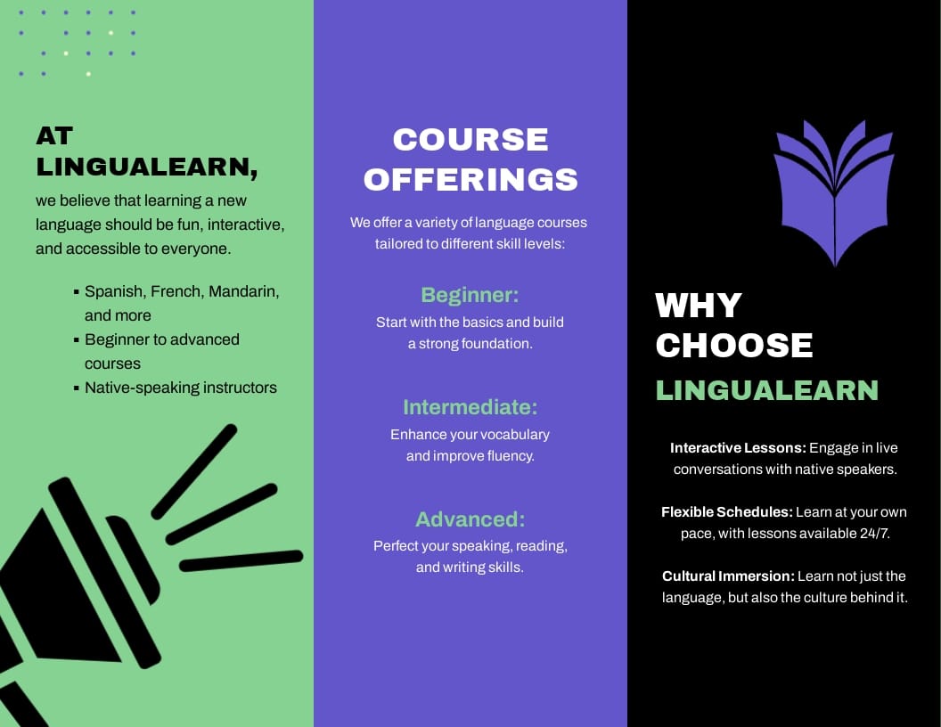 Language Learning Program Brochure Template - Slide 2 Language Learning Program Brochure Template - Slide 2