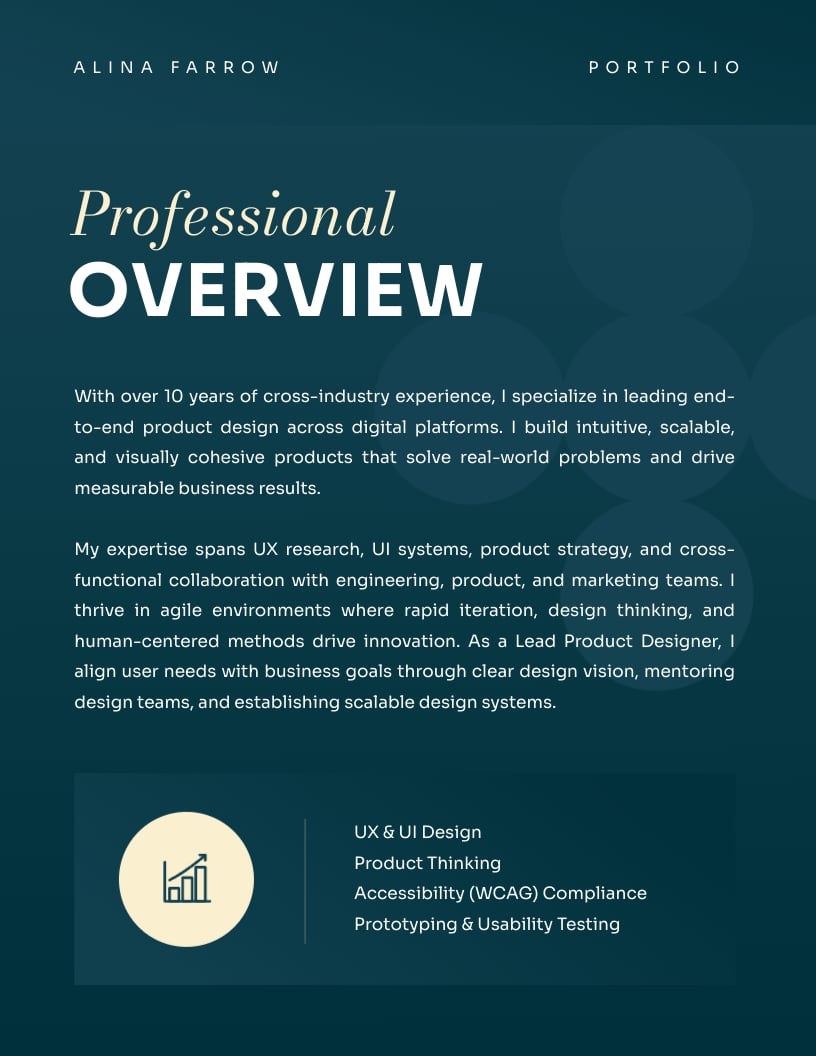 Lead Product Designer Portfolio Template - Slide 3 Lead Product Designer Portfolio Template - Slide 3