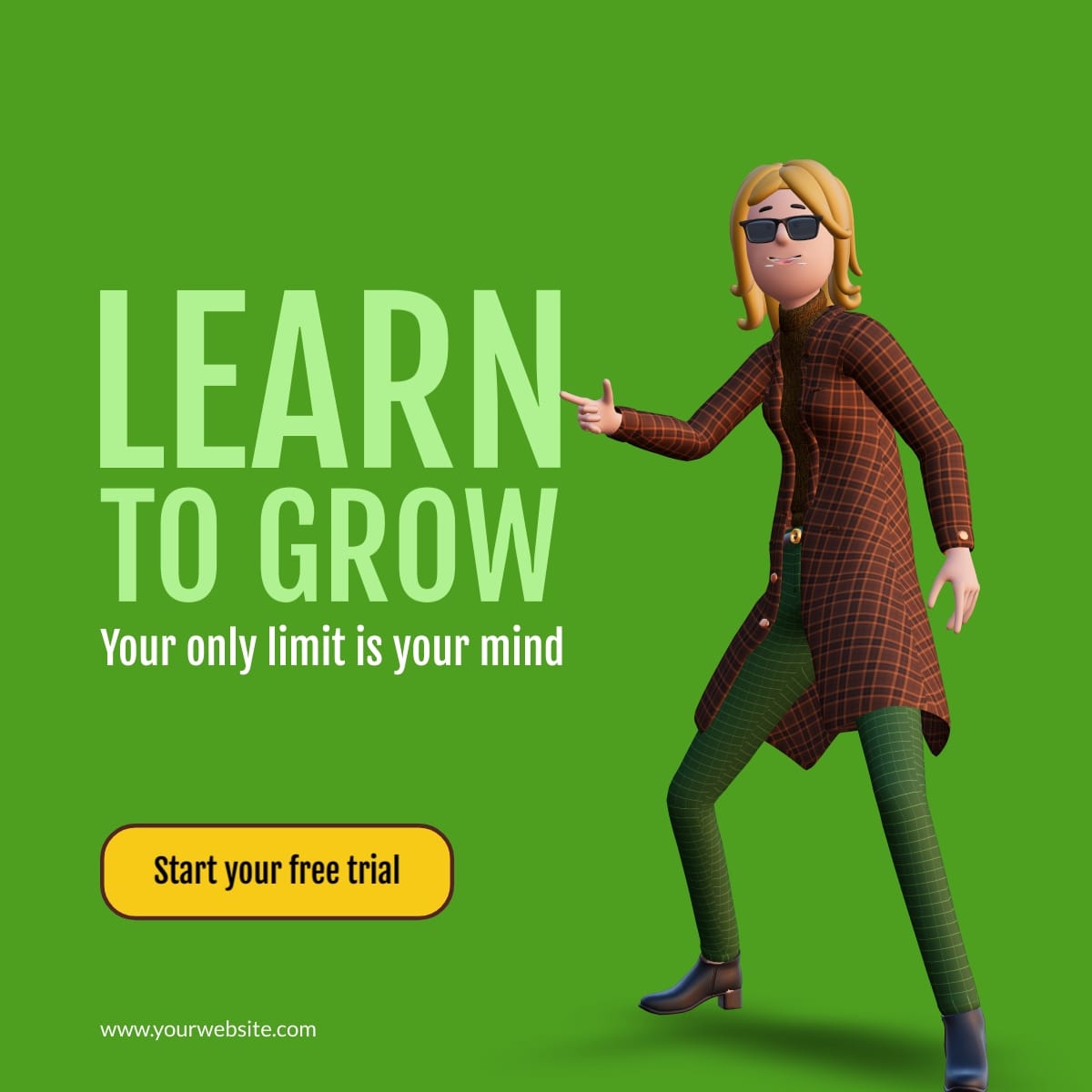 Learn to Grow Business LinkedIn Post Template