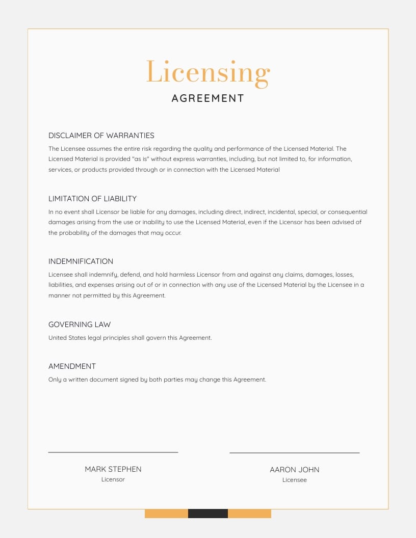 Licensing Agreement Template - Slide 2 Licensing Agreement Template - Slide 2