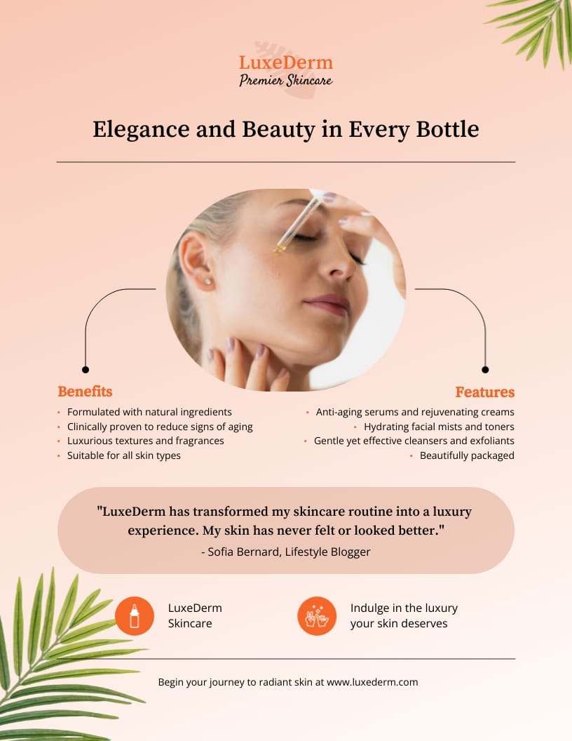 Luxury Skincare Line Sell Sheet Template