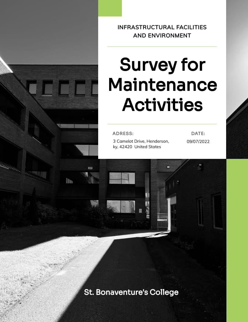 Maintenance Survey Report Template
