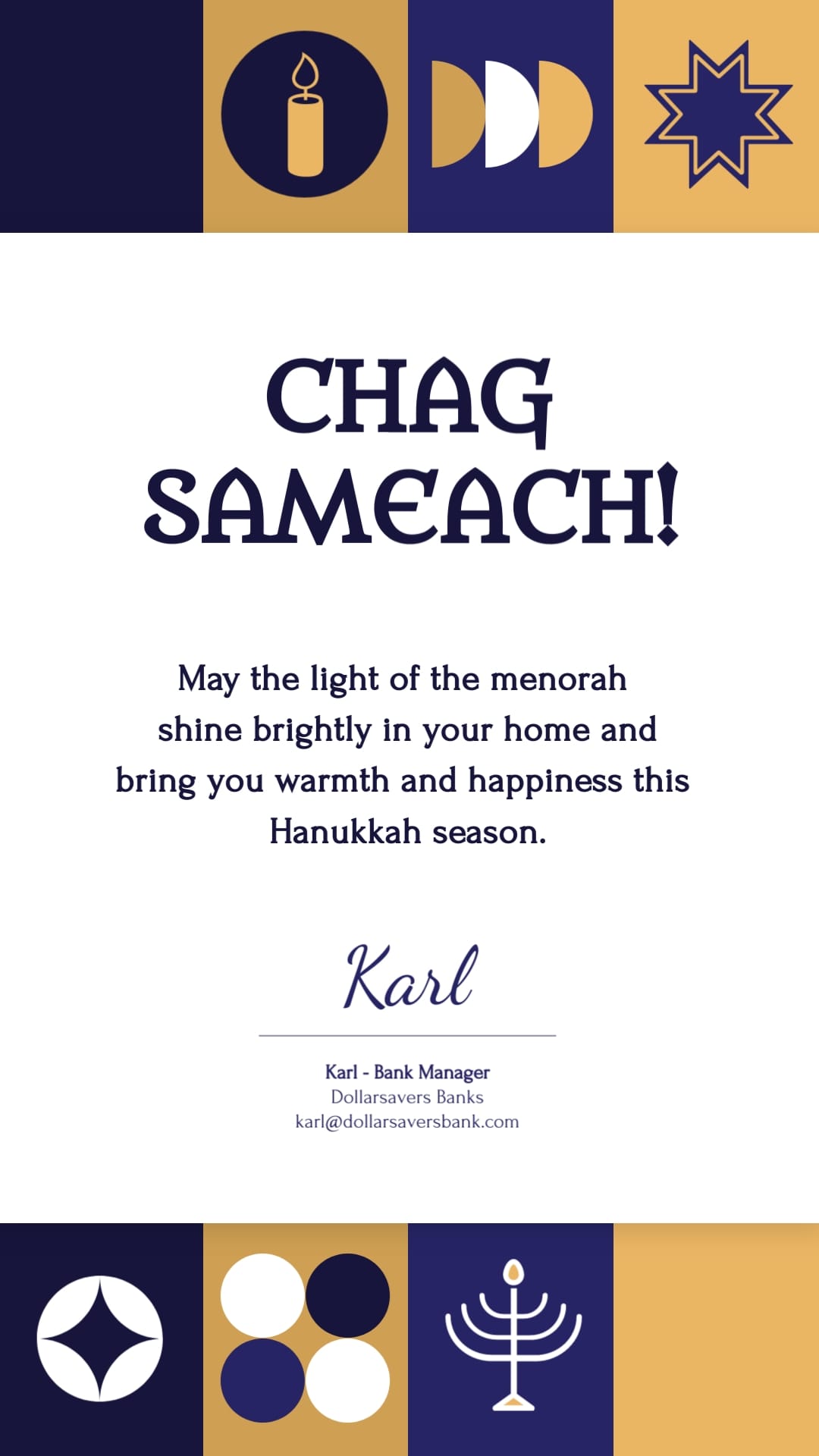Manager Hanukkah Greeting Card Vertical Template