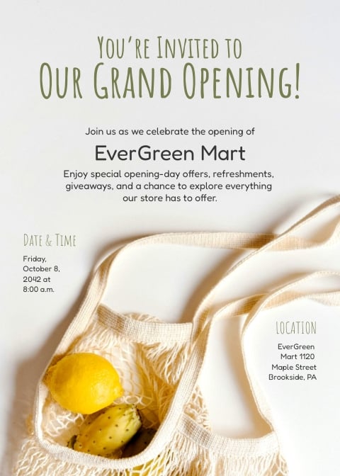 Market Grand Opening Invitation Template Market Grand Opening Invitation Template