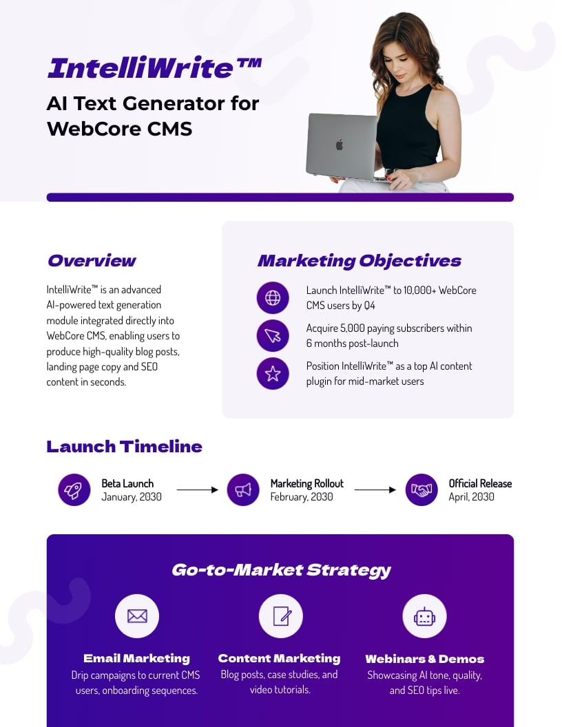 Marketing Plan One Pager Template