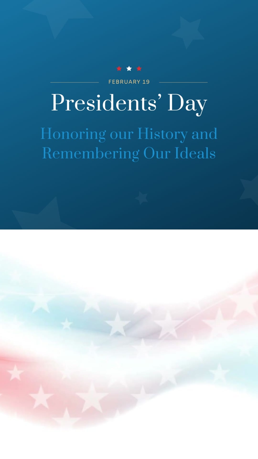 Memorial Presidents Day Greeting Card Vertical Template