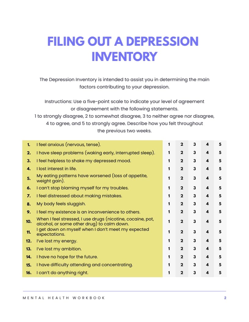 Mental Health Workbook Template - Slide 4 Mental Health Workbook Template - Slide 4