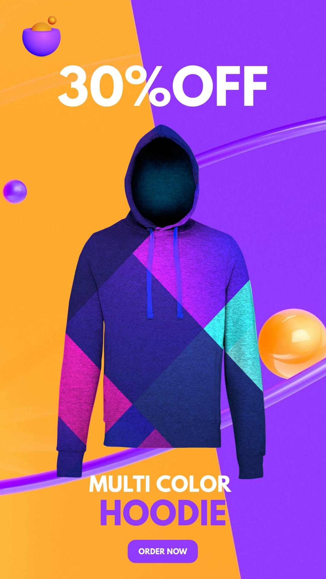 Merchandise Promo Hoodie Mockup Vertical Template