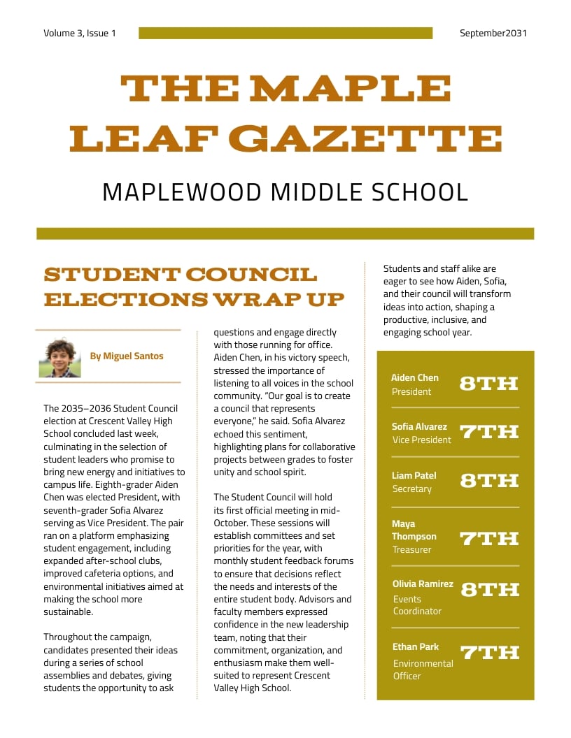 Middle School Newspaper Template Middle School Newspaper Template