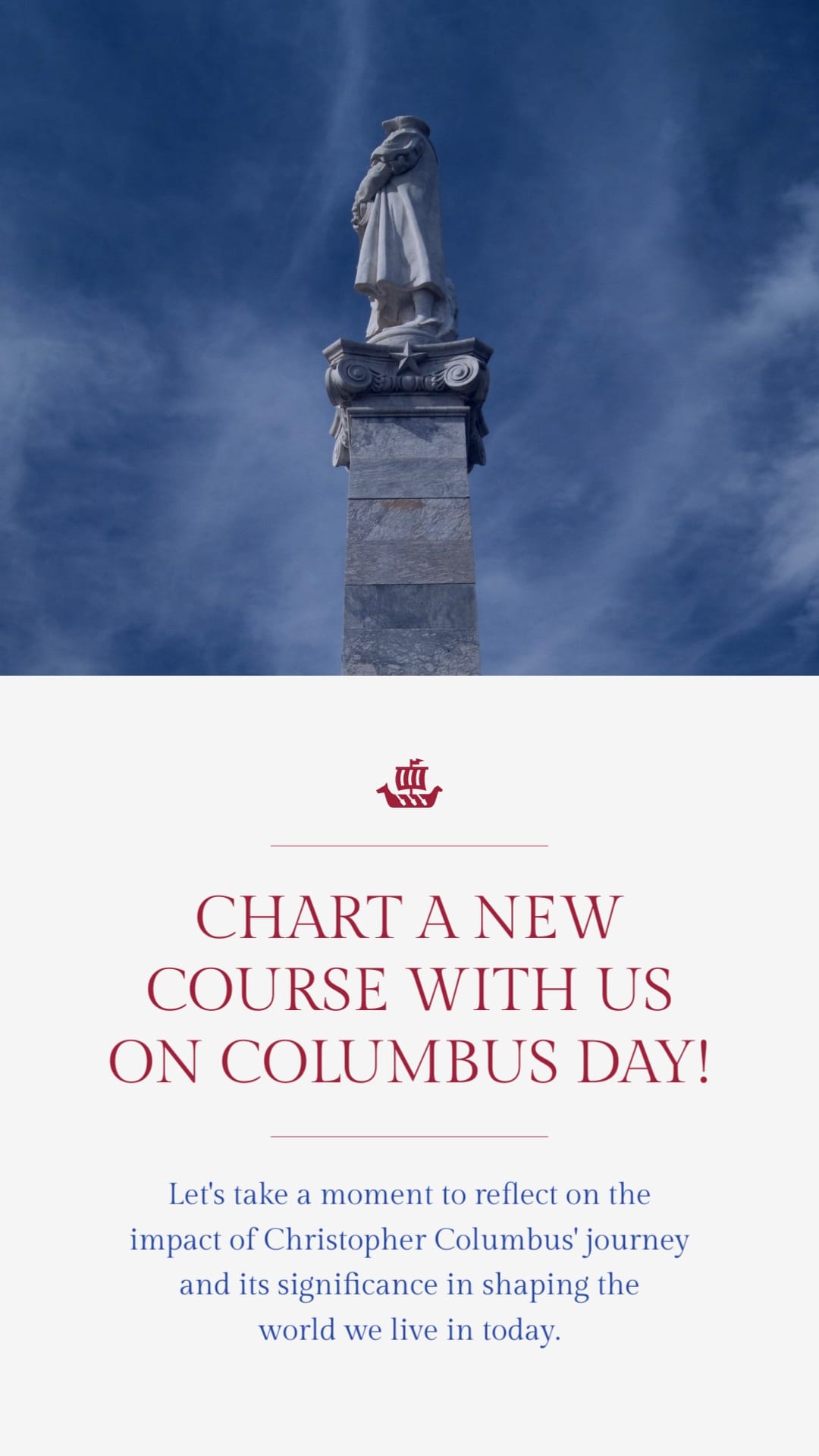 Minimalist Columbus Day Greeting Card Vertical Template