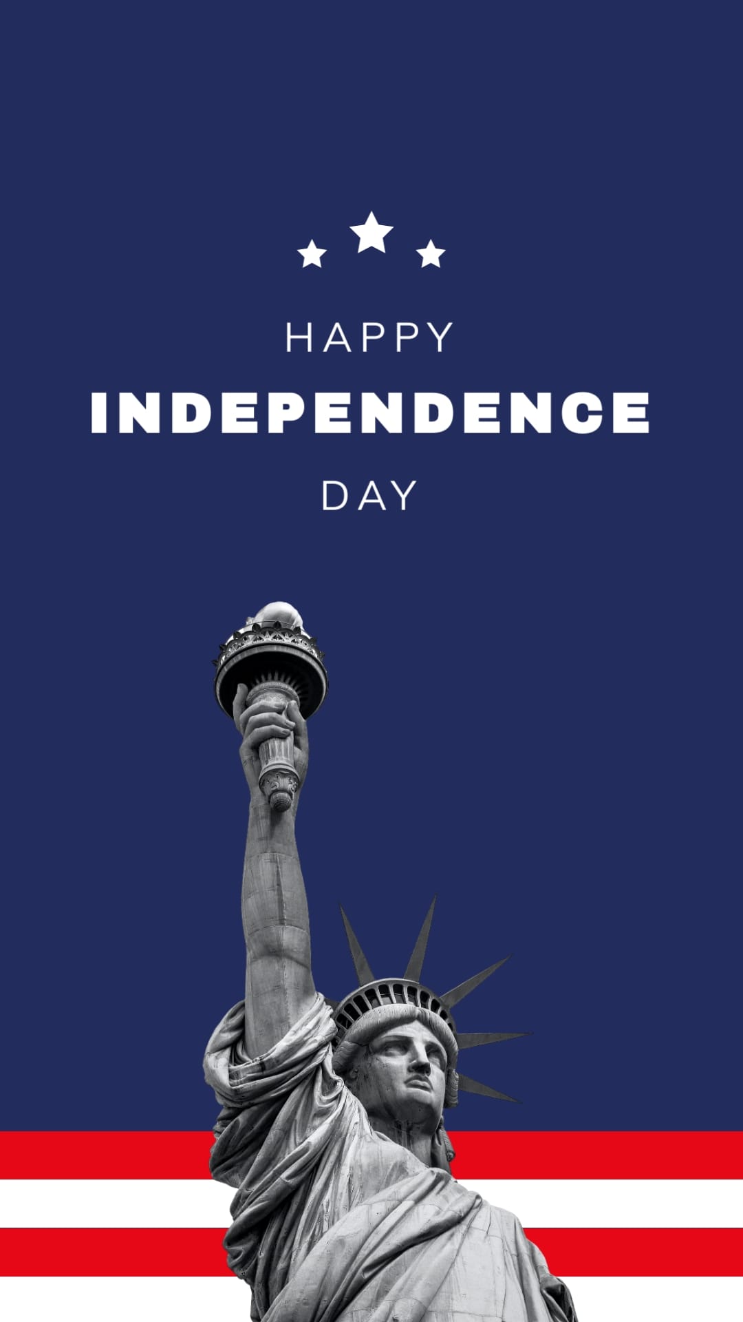 Minimalist Independence Day Greeting Card Vertical Template