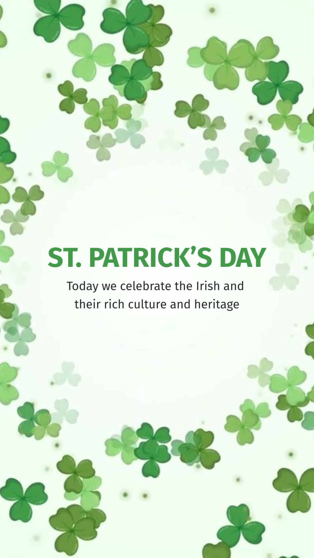 Minimalist St Patricks Day Greeting Card Vertical Template