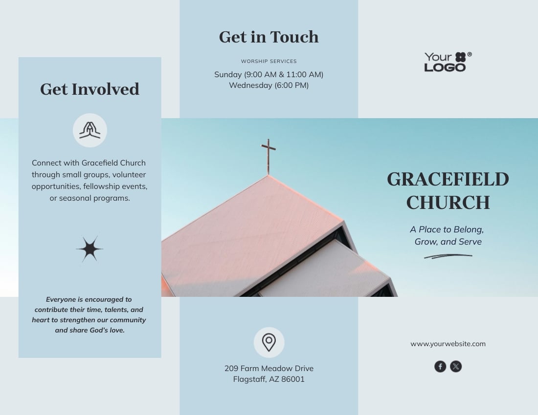 Modern Church Trifold Brochure Template