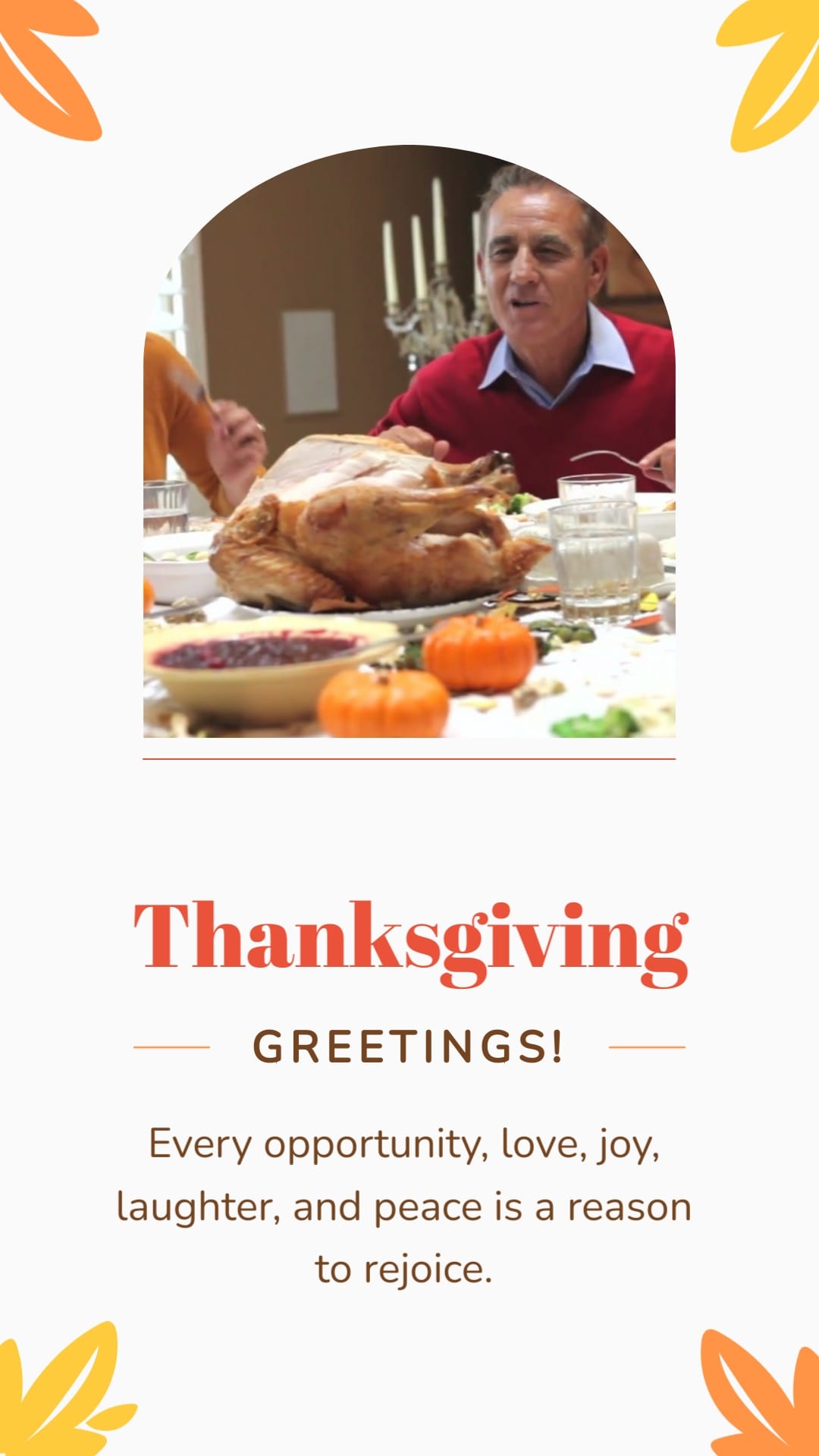 Modern Elegant Thanksgiving Day Greeting Card Vertical Template