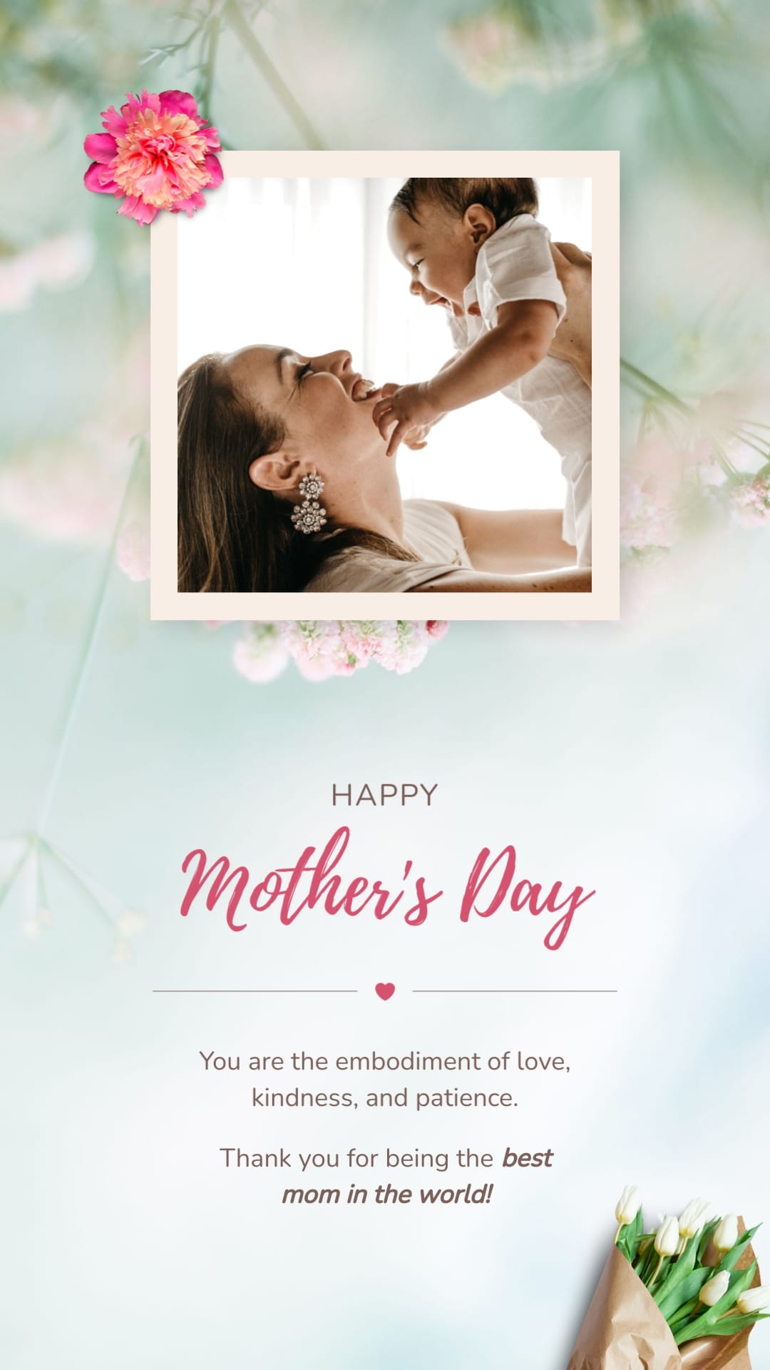 Modern Mothers Day Greeting Card Vertical Template
