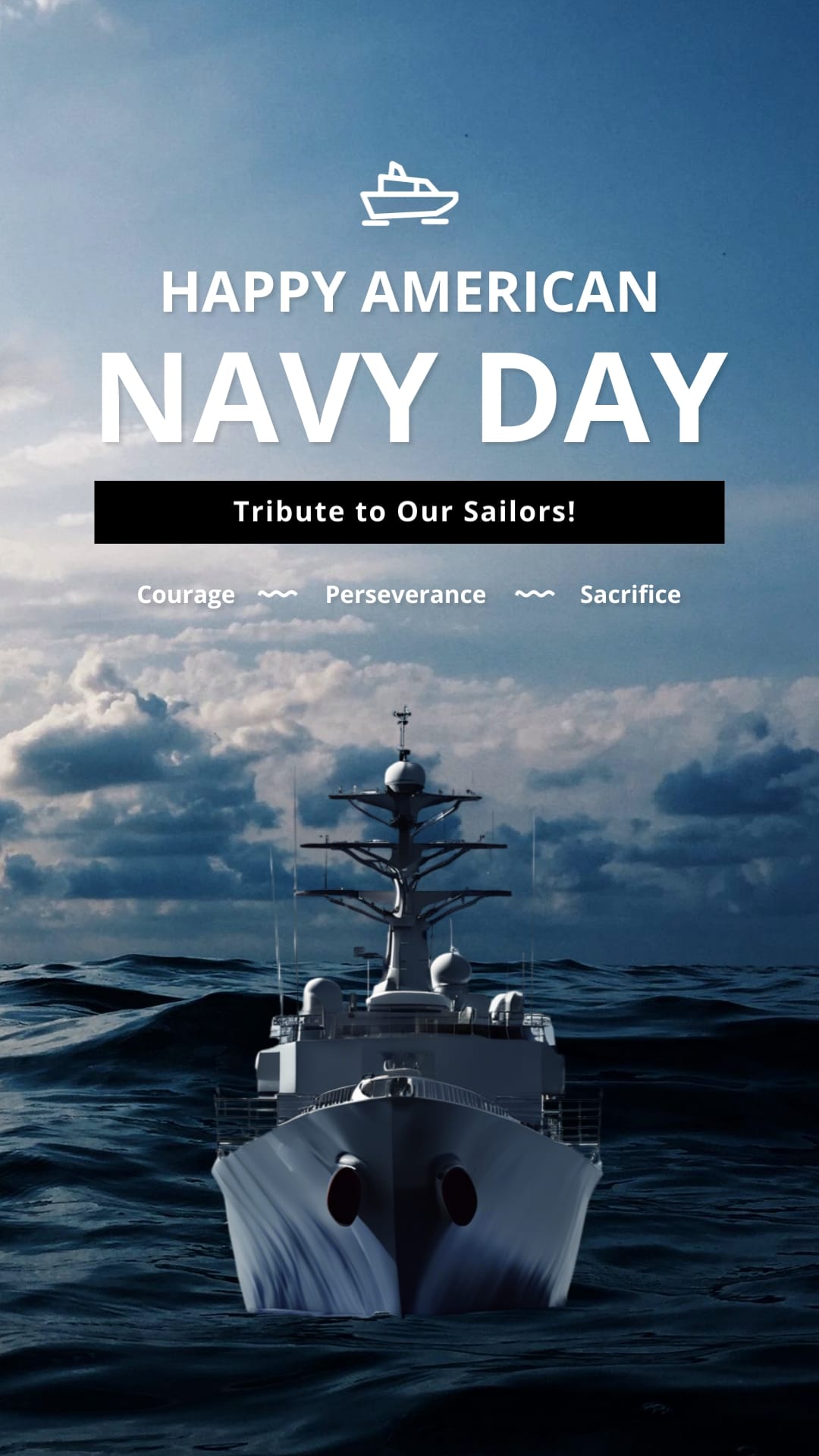 Animated Modern Navy Day Greeting Card Vertical Template