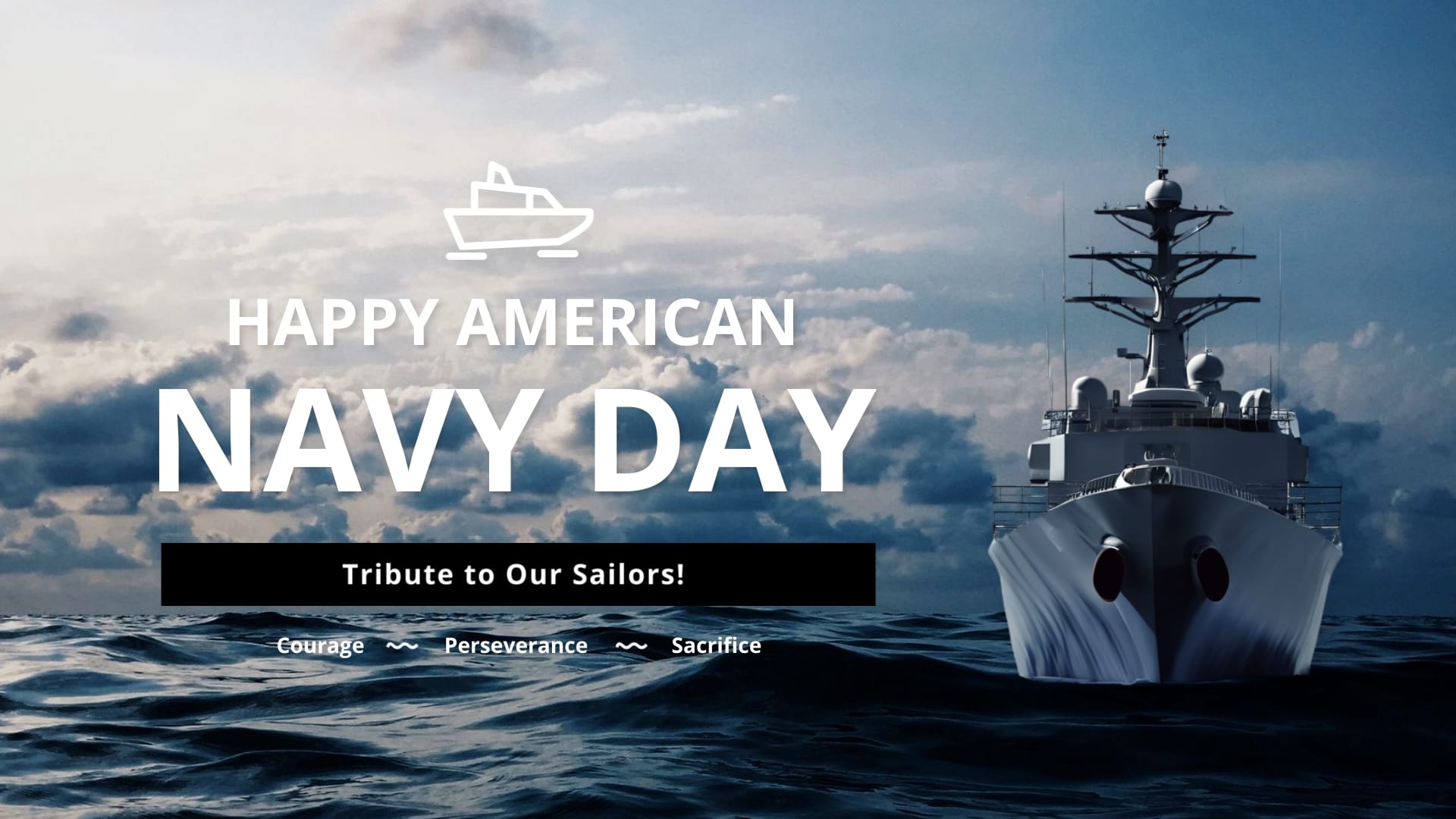 Animated Modern Navy Day Greeting Card Template