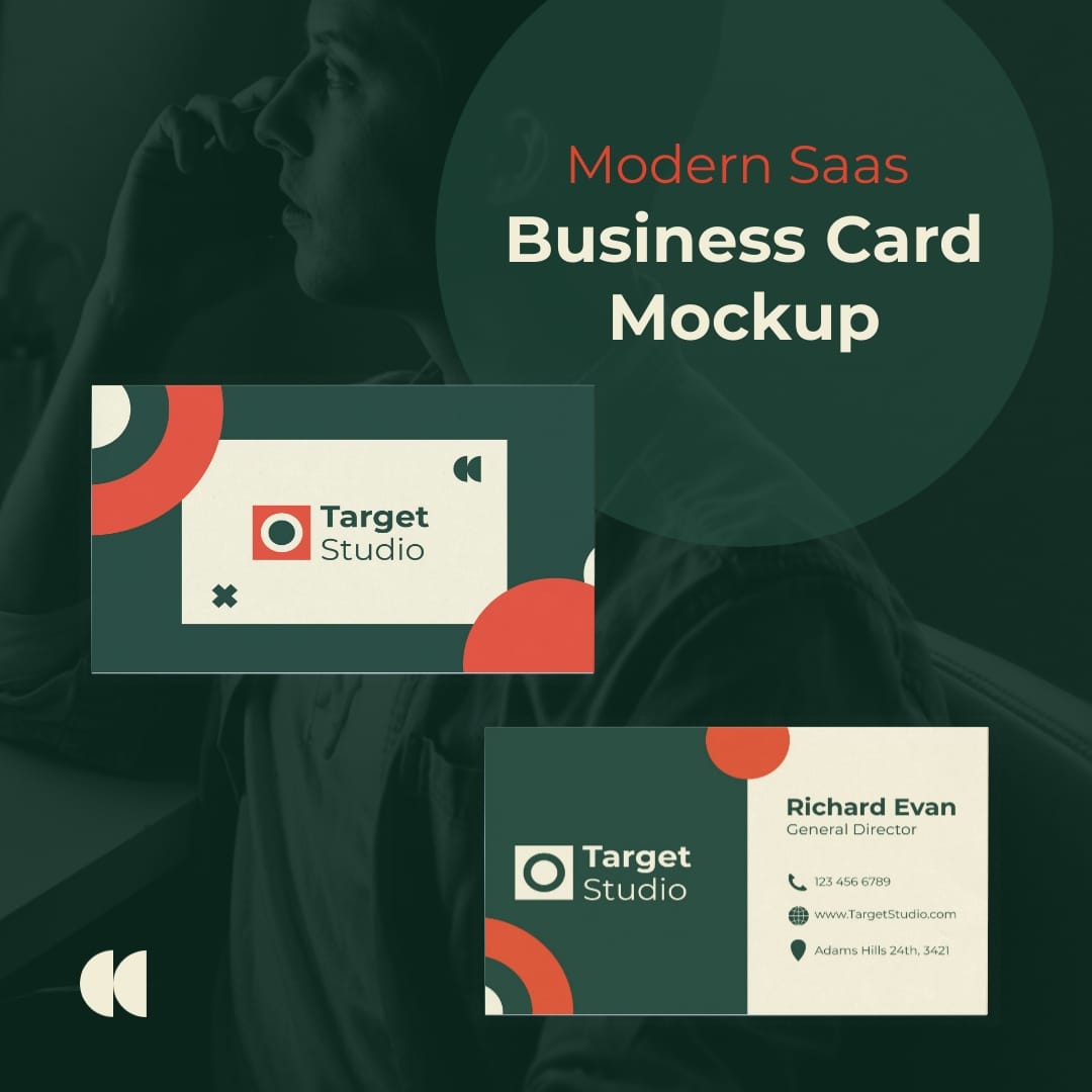 Modern SaaS Business Card Mockup Square Template