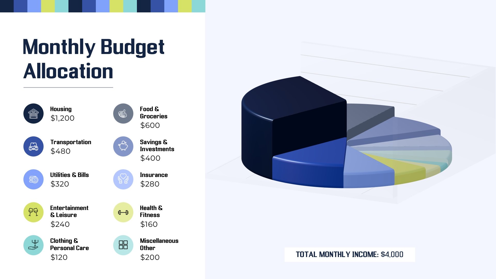 Monthly Budget Pie Chart Template