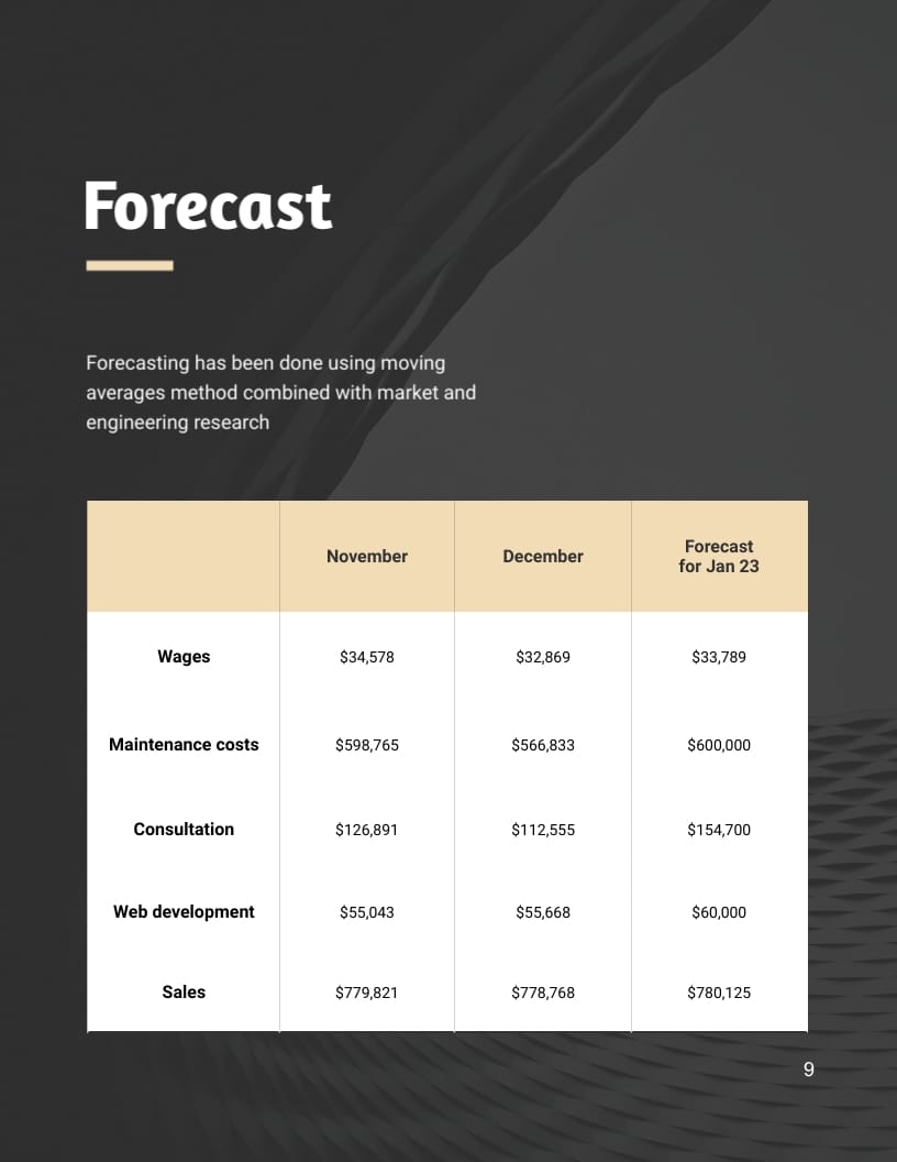 Monthly Financial Report Template - Slide 9 Monthly Financial Report Template - Slide 9