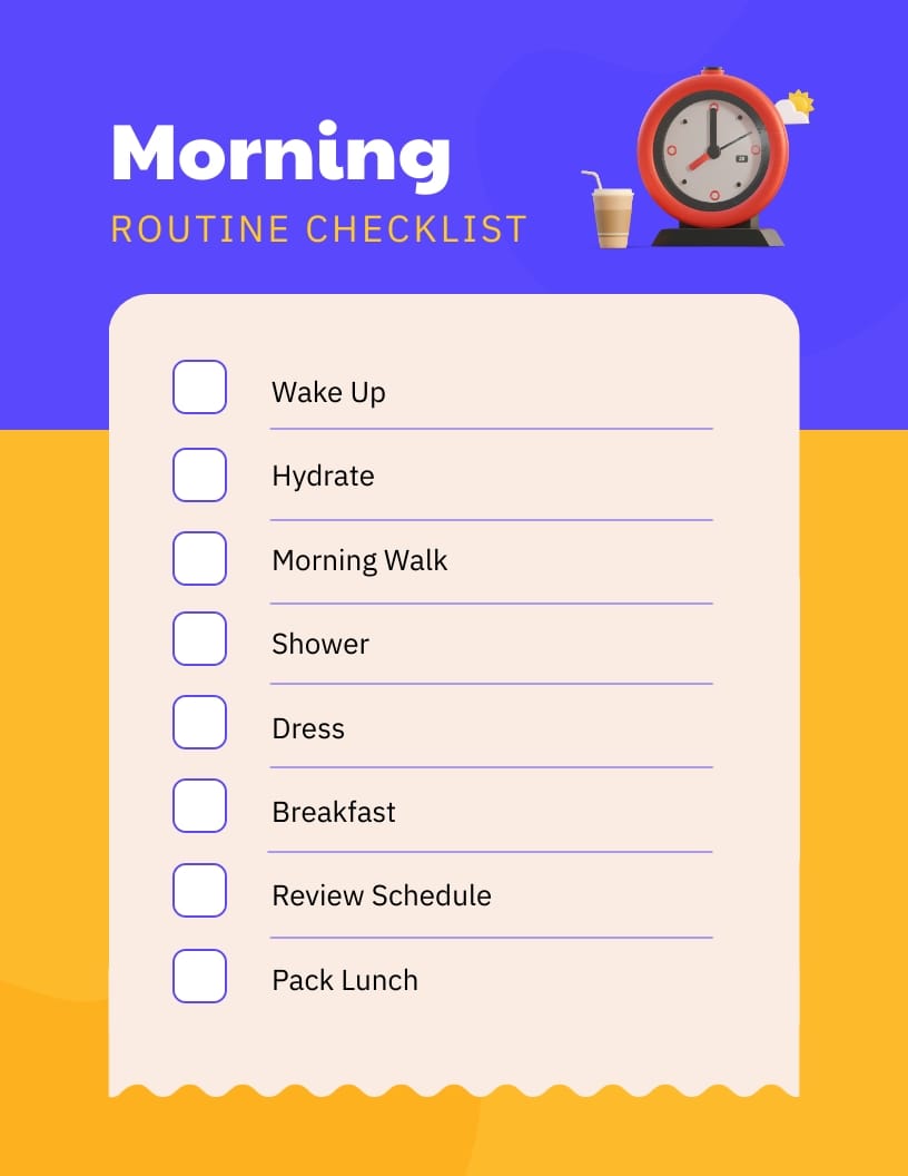 Morning Routine Checklist Template Visme Morning Routine Checklist Template Visme