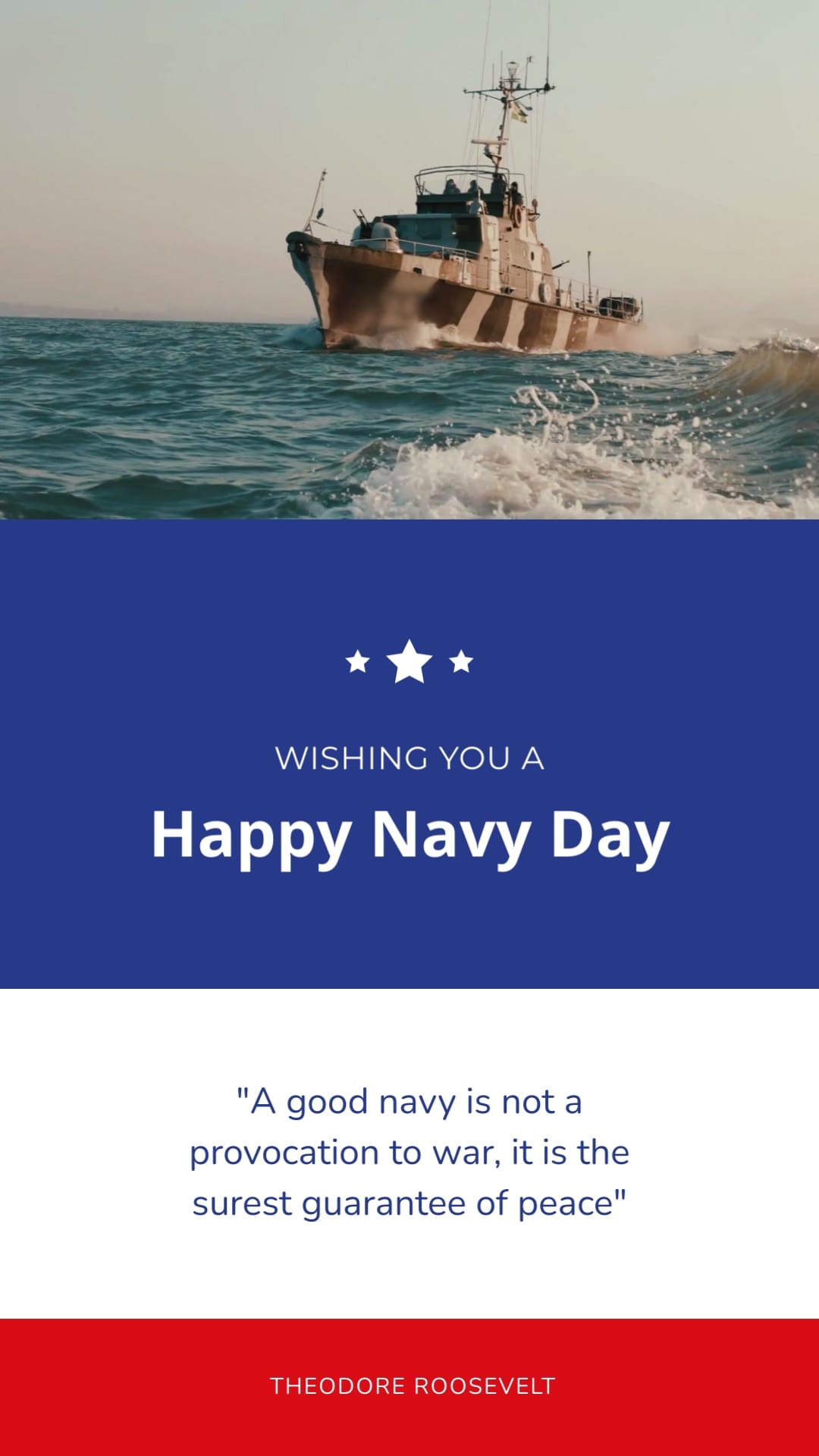 Motivational Navy Day Greeting Card Vertical Template