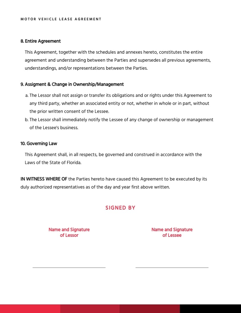 Motor Vehicle Lease Agreement Template - Slide 4 Motor Vehicle Lease Agreement Template - Slide 4