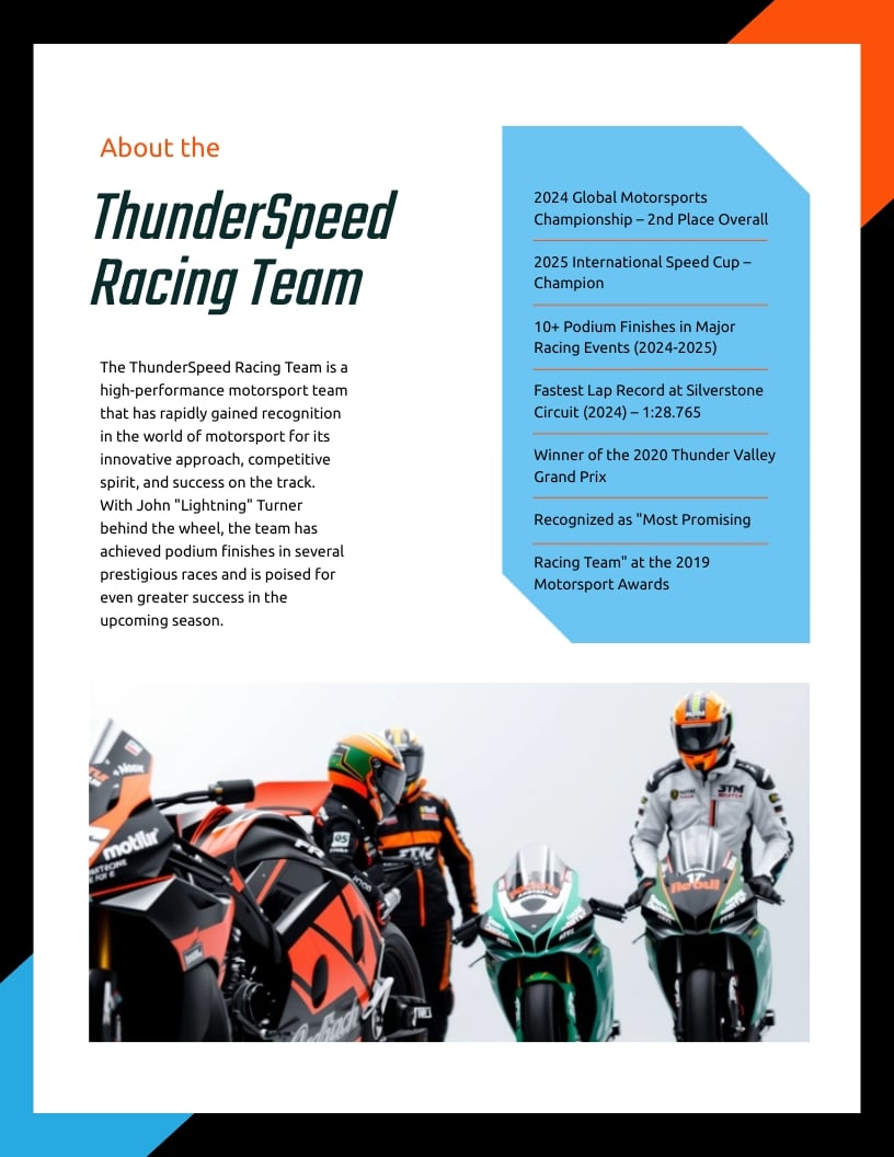 Motorsport Race Car Sponsorship Proposal Template | Visme