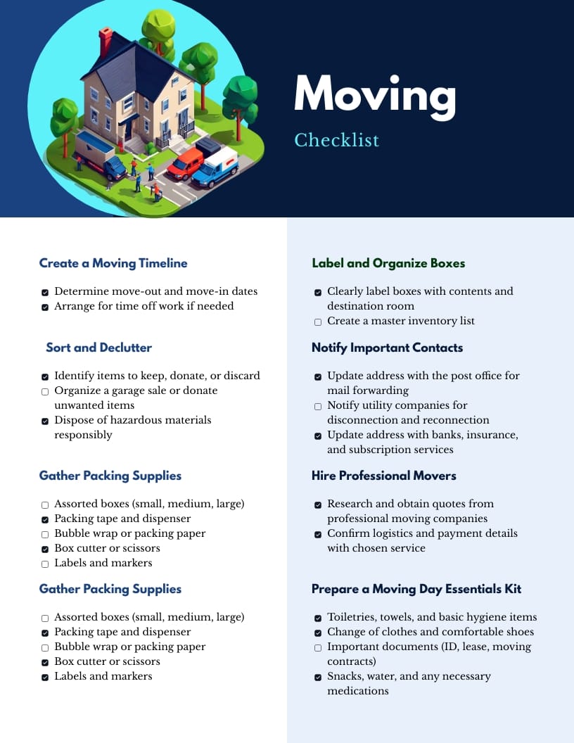 Moving Checklist Template