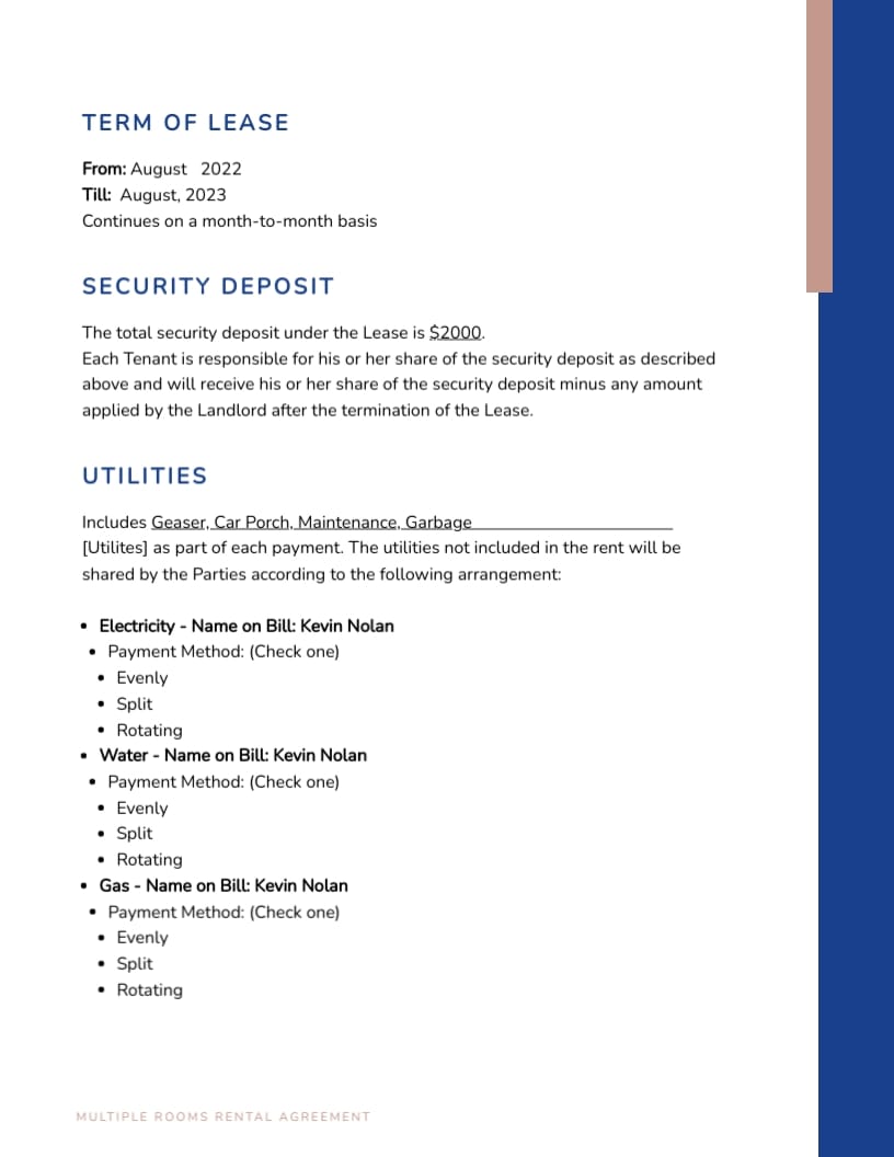 Multiple Rooms Rental Agreement Template - Slide 2 Multiple Rooms Rental Agreement Template - Slide 2