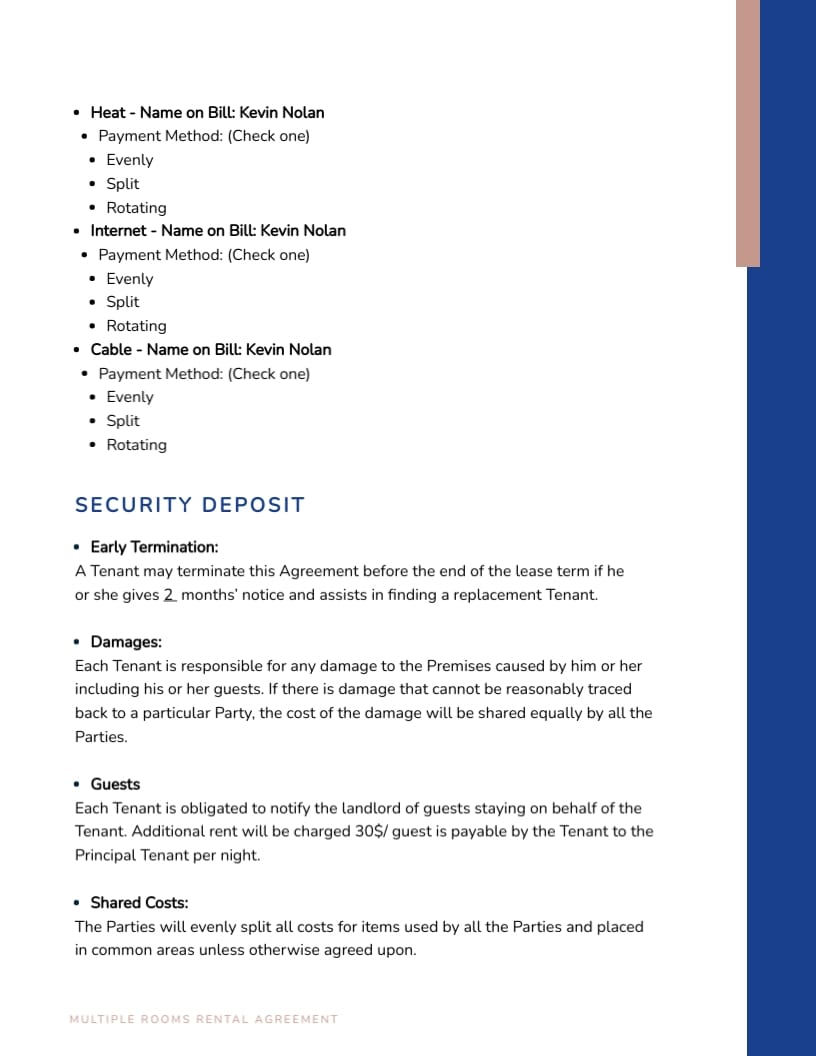 Multiple Rooms Rental Agreement Template - Slide 3 Multiple Rooms Rental Agreement Template - Slide 3