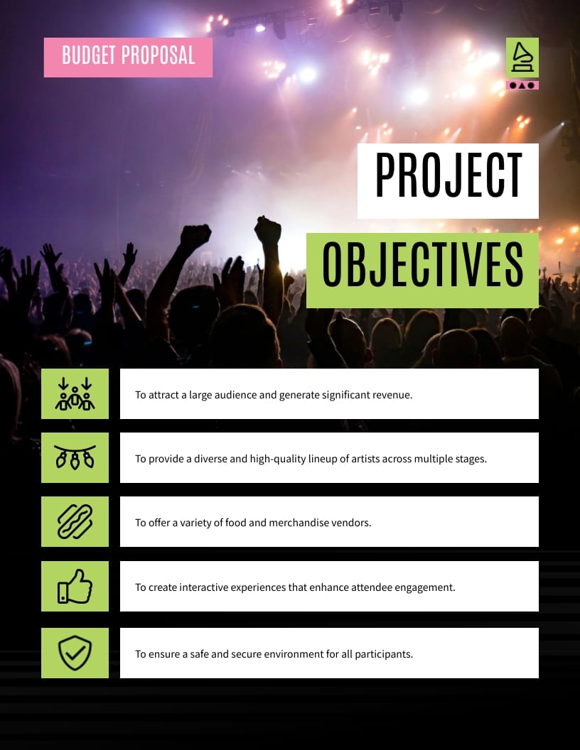 Music Event Budget Proposal Template - Slide 3 Music Event Budget Proposal Template - Slide 3