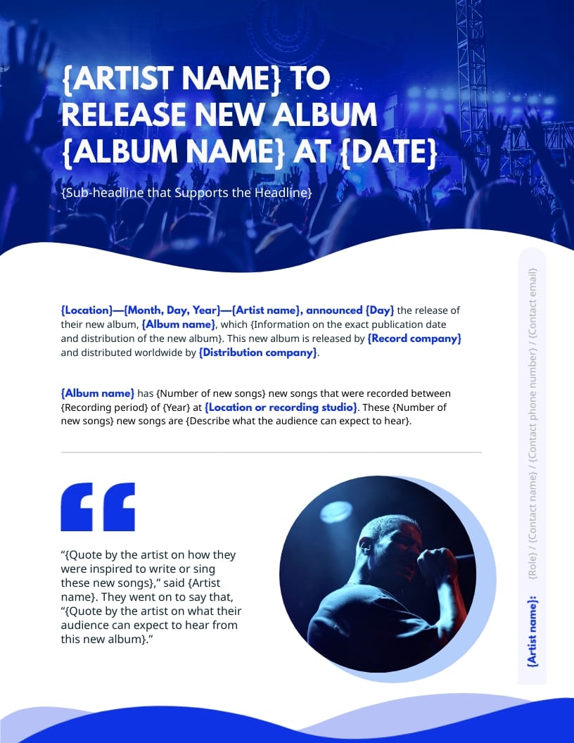 Music Press Release Template PDF Templates Jotform 44 OFF