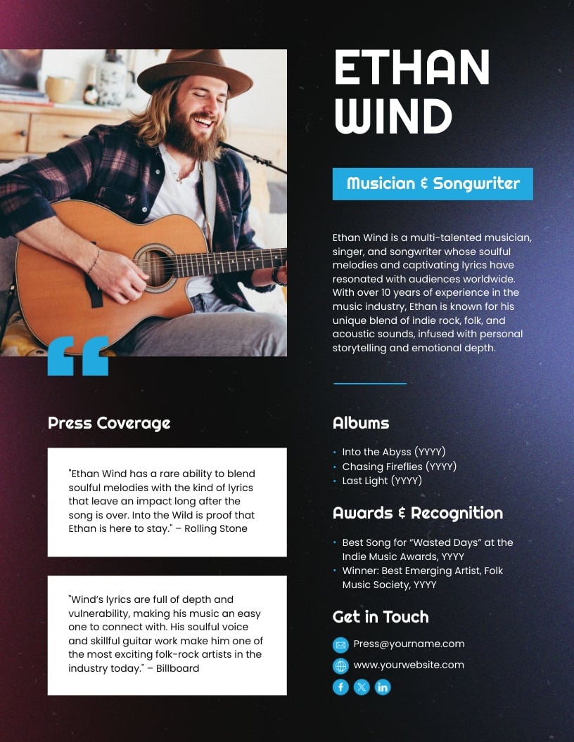 Musician Press Kit Template