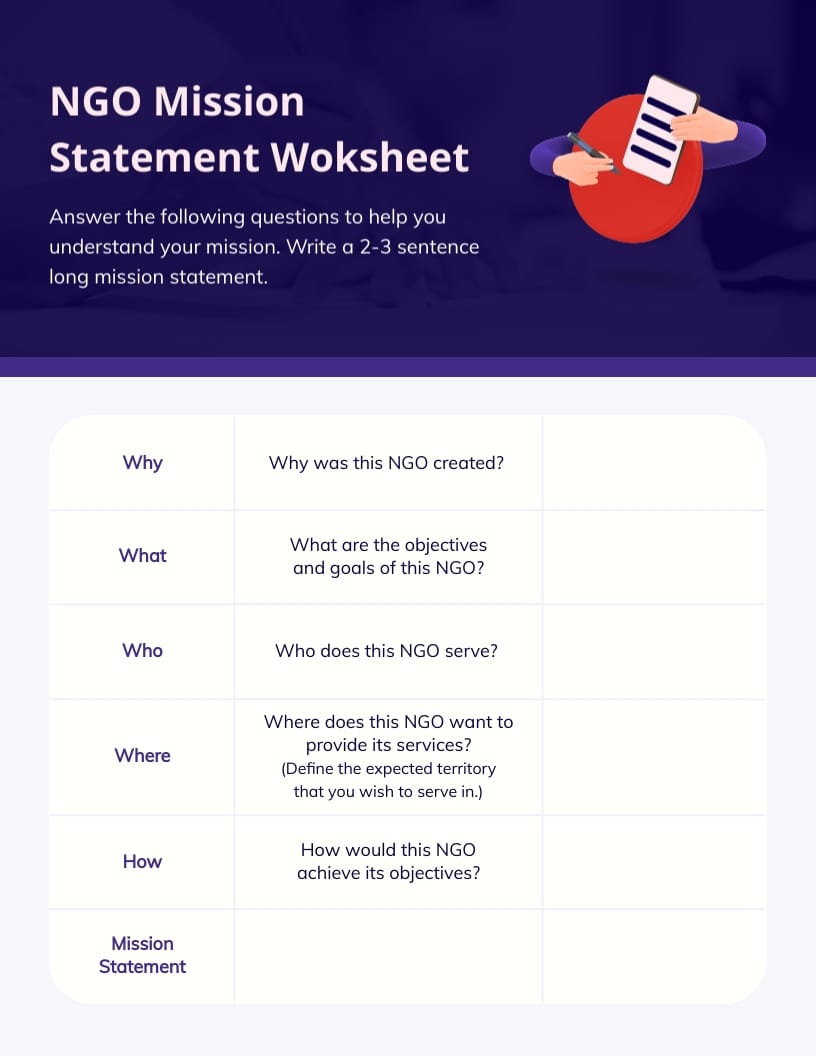 NGO Mission Statement Worksheet Template