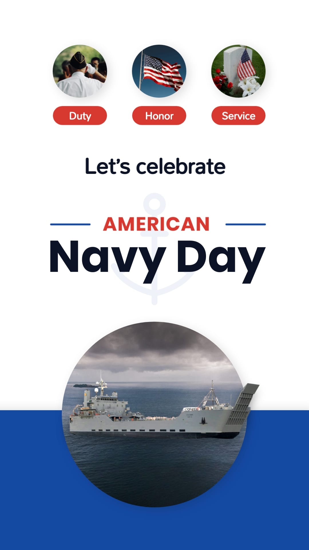 Navy Day Clean Greeting Card Vertical Template