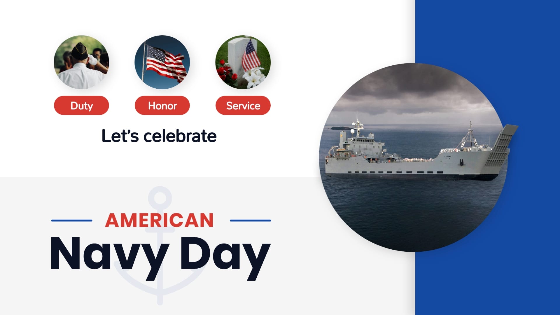 Navy Day Clean Greeting Card Template